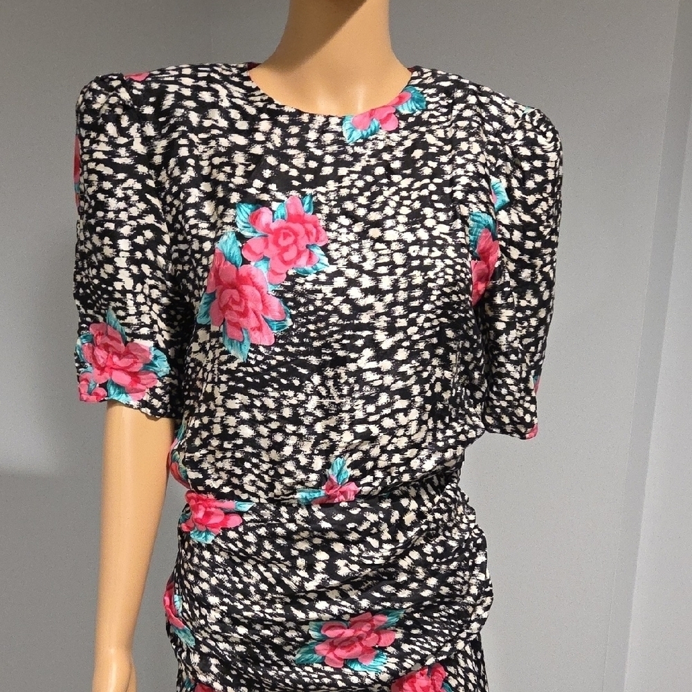 Maggy London Black and Pink Floral Dress - Picture 2 of 8